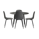 Oikiture 110cm Round Dining Table with 4PCS Dining Chairs PU Grey&Black - Extra Image