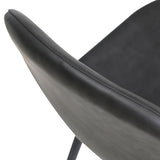 Oikiture 110cm Round Dining Table with 4PCS Dining Chairs PU Grey&Black - Rear View