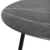 Oikiture 110cm Round Dining Table with 4PCS Dining Chairs PU Grey&Black