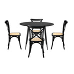 Oikiture 110cm Round Dining Table with 4PCS Dining Chairs Birch Timber Black