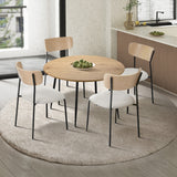 Oikiture 4-Seater Dining Set 1.1m Dining Table with Corduroy Chairs - Low Angle