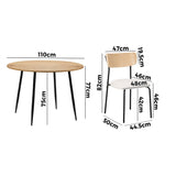 Oikiture 4-Seater Dining Set 1.1m Dining Table with Corduroy Chairs - Side View