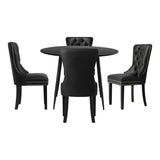 Oikiture 110cm Round Dining Table with 4PCS Chairs Velvet Black - Low Angle