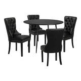 Oikiture 110cm Round Dining Table with 4PCS Chairs Velvet Black - 45-Degree Angle