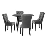 Oikiture 110cm Round Dining Table with 4 Dining Chairs Velvet Grey