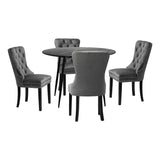 Oikiture 110cm Round Dining Table with 4 Dining Chairs Velvet Grey