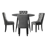 Oikiture 110cm Round Dining Table with 4 Dining Chairs Velvet Grey - Front View