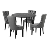 Oikiture 110cm Round Dining Table with 4 Dining Chairs Velvet Grey