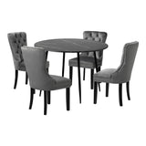 Oikiture 110cm Round Dining Table with 4 Dining Chairs Velvet Grey - 45-Degree Angle