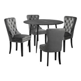 Oikiture 110cm Round Dining Table with 4 Dining Chairs Velvet Grey