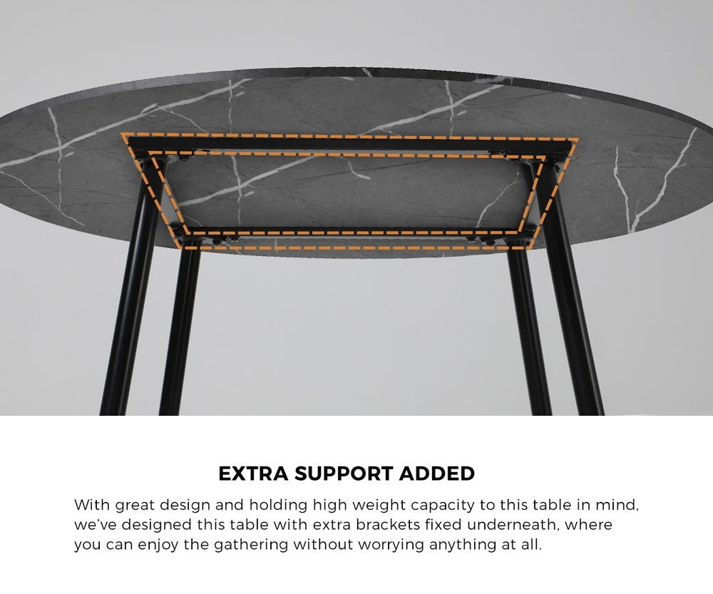 Oikiture 110cm Round Dining Table with 4 Dining Chairs Velvet Grey