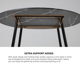 Oikiture 110cm Round Dining Table with 4 Dining Chairs Velvet Grey - Top-Down View