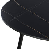 Oikiture 110cm Round Dining Table with 4PCS Dining Chairs PU Leather Black - Extra Image