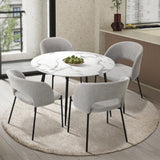 Oikiture 110cm Round Dining Table with 4PCS Chairs Grey Fabric - 45-Degree Angle