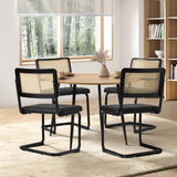 Oikiture 110cm Round Dining Table with 4PCS Dining Chairs Leather Black