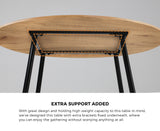 Oikiture 110cm Round Dining Table with 4PCS Dining Chairs Leather Black - Rear View