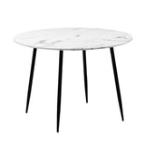 Oikiture 110cm Round Dining Table with 4PCS Chairs White Sherpa - Side View