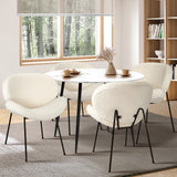 Oikiture 110cm Round Dining Table with 4PCS Chairs White Sherpa
