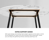 Oikiture 110cm Round Dining Table with 4PCS Chairs White Sherpa - Extra Image