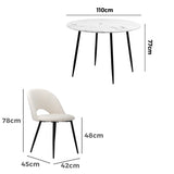 Oikiture Round Dining Table & 4PCS Dining Chairs Sherpa White