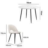 Oikiture Round Dining Table & 4PCS Dining Chairs Sherpa White - Close-Up Angle