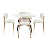Oikiture 110cm Round Dining Table with 4x Dining Chairs Boucle White