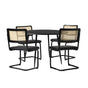 Oikiture 5PCS Dining Set 1.1m Round Table and Chairs PU Leather Pad