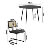 Oikiture 5PCS Dining Set 1.1m Round Table and Chairs PU Leather Pad