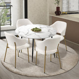 Oikiture 110cm Round Dining Table with 4PCS Chairs Sherpa Gold