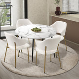 Oikiture 110cm Round Dining Table with 4PCS Chairs Sherpa Gold - Close-Up Angle