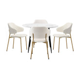 Oikiture 110cm Round Dining Table with 4PCS Chairs Sherpa Gold - Extra Image