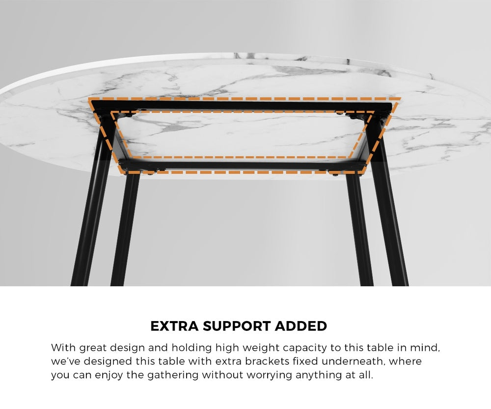 Oikiture 110cm Round Dining Table with 4PCS Chairs Sherpa Gold