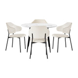 Oikiture Round Dining Table with 4PCS Chairs Sherpa White