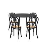 Oikiture 110cm Round Dining Table with 4PCS Dining Chairs Solid Wooden Black - Low Angle