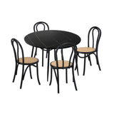 Oikiture 110cm Round Dining Table with 4PCS Dining Chairs Solid Wooden Black