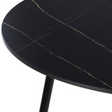 Oikiture 110cm Round Dining Table with 4PCS Dining Chairs Solid Wooden Black