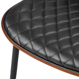 Oikiture Round Dining Table & 4PCS Dining Chairs PU Black - Close-Up Angle