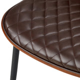 Oikiture Round Dining Table & 4PCS Dining Chairs PU Walnut - Close-Up Angle
