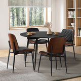 Oikiture 110cm Round Dining Table with 4PCS Dining Chairs Leather Black - Extra Image