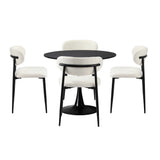 Oikiture 90cm Round Dining Table with 4x Dining Chairs Boucle Black&White