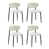 Oikiture 90cm Round Dining Table with 4x Dining Chairs Boucle Black&White