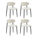 Oikiture 90cm Round Dining Table with 4x Dining Chairs Boucle Black&White - Extra Image