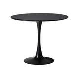 Oikiture 90cm Round Dining Table with 4x Dining Chairs Boucle Black&White - Rear View