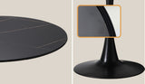 Oikiture 90cm Round Dining Table with 4x Dining Chairs Boucle Black&White