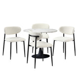 Oikiture 90cm Round Dining Table with 4x Dining Chairs Boucle White - Low Angle