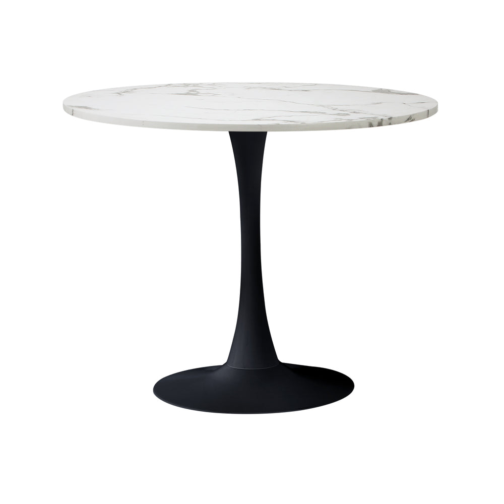 Oikiture 90cm Round Dining Table with 4x Dining Chairs Boucle White