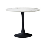 Oikiture 90cm Round Dining Table with 4x Dining Chairs Boucle White - Front View
