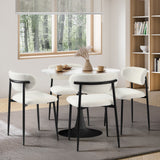 Oikiture 90cm Round Dining Table with 4x Dining Chairs Boucle White