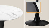 Oikiture 90cm Round Dining Table with 4x Dining Chairs Boucle White