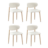 Oikiture 60cm Round Dining Table with 2x Dining Chairs Boucle White - Top-Down View